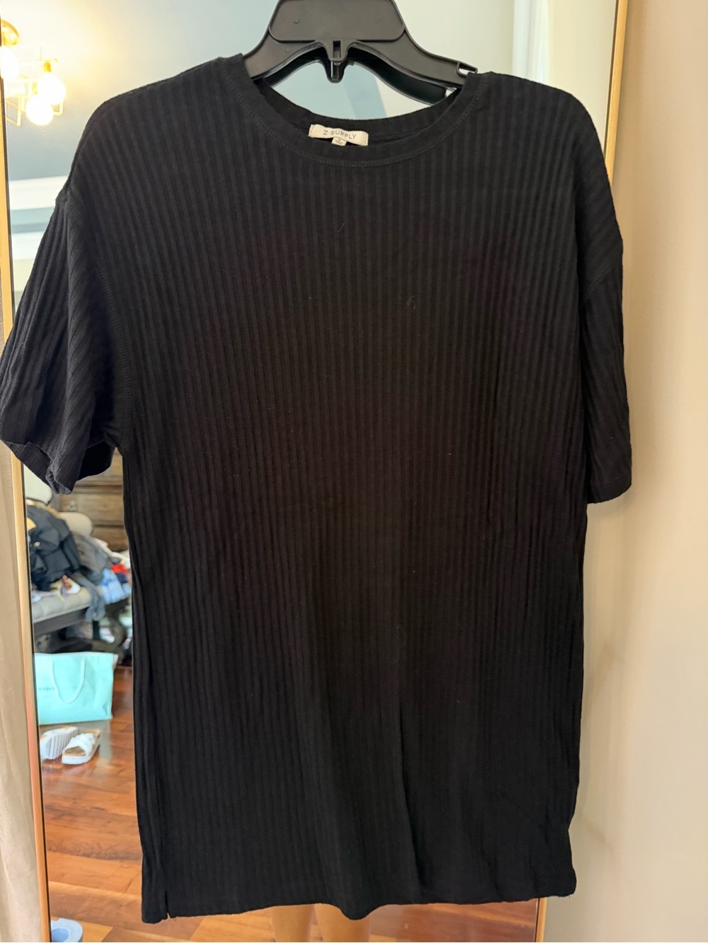 Z Supply Black Ribbed Short Sleeve Dress